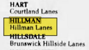 Hillman Lanes - Aug 25 1981 Ad